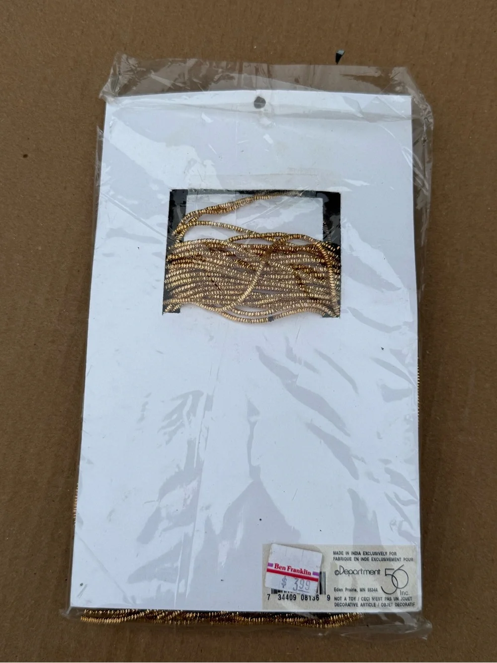 Vintage Department 56 Gold Spun Tinsel Garland Expandable Metal